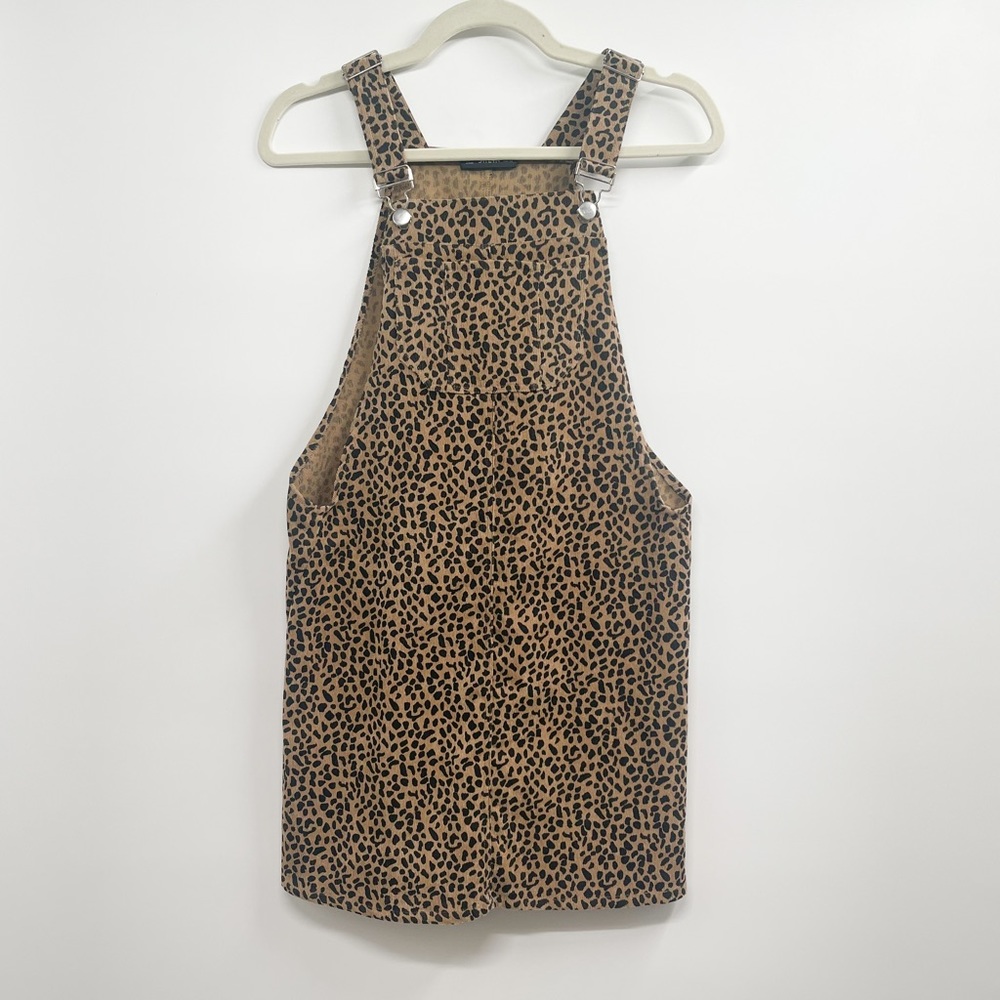 SHEIN Cheeta Spot Corduroy Overall Dress